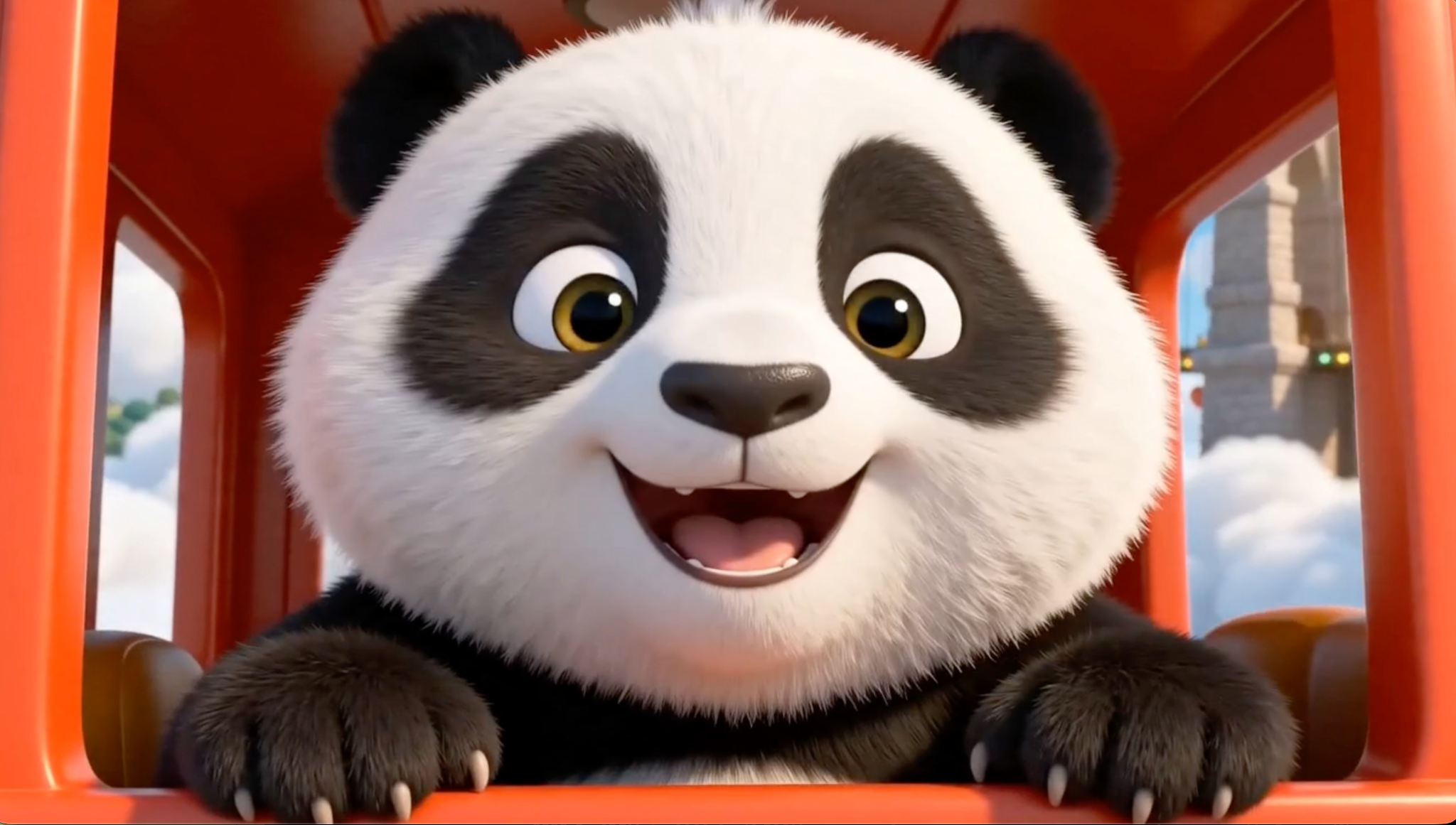 Popcorn Panda on the train